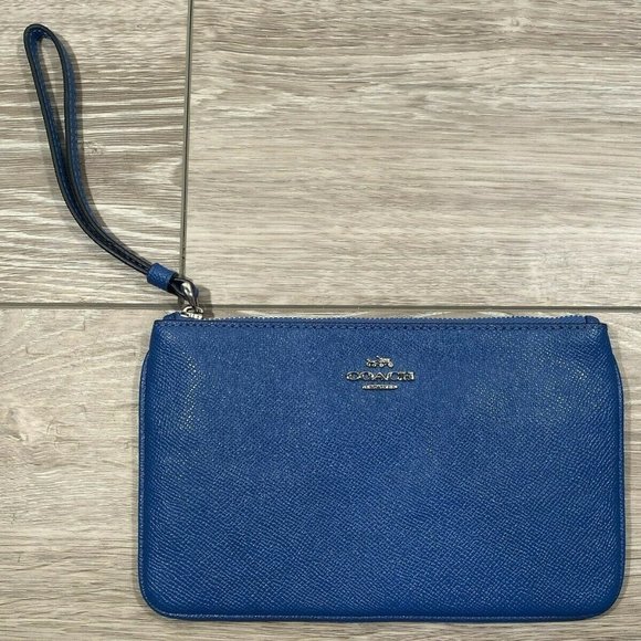 Coach Handbags - Coach Wristlet Blue Leather Wallet